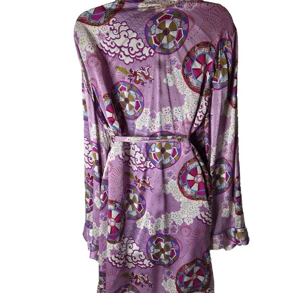 Nick & Nora Women's Size XXL Silk Robe Asian Dragon Purple - Picture 7 of 10